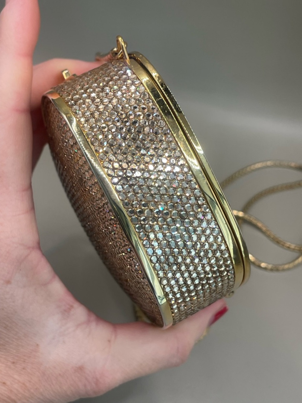 JUDITH LEIBER READ! USED Floral Swarovski Crystals GoldTone Shoulder Bag/Purse - Picture 5 of 15
